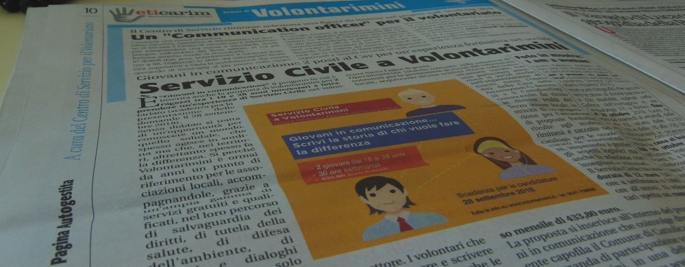Volontariato in prima pagina