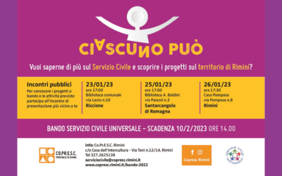 Servizio civile: incontri a Riccione Santarcangelo e Rimini