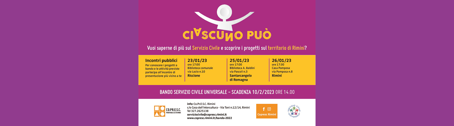 Servizio civile: incontri a Riccione Santarcangelo e Rimini