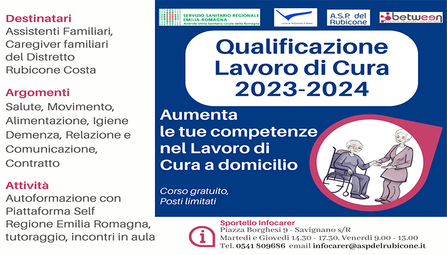 Qualificazione lavoro di cura: iscrizioni aperte