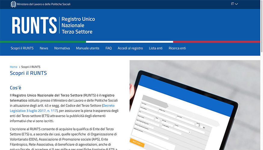 Come aggiornare i dati nel Runts