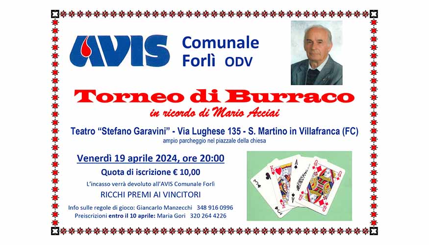 Torneo di Burraco per Avis