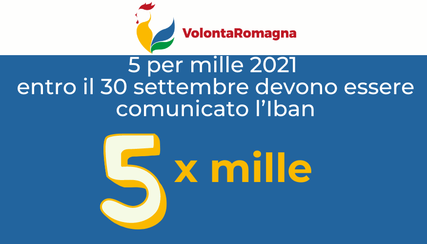 5 per mille 2021: entro il 30 settembre comunicare Iban