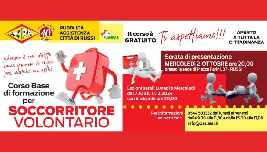 Corso base – volontari in Pubblica assistenza