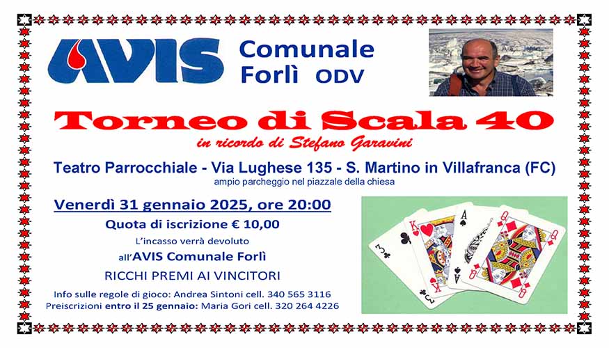 Torneo Scala 40 per Avis comunale Forlì