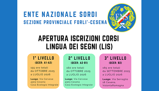 Corsi di Lingua dei Segni Italiana (LIS) – 2025/2026