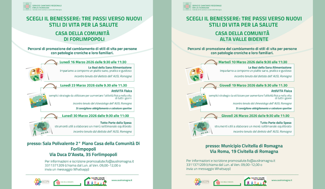 Eventi alla Casa di comunità Alta Valle del Bidente e Forlimpopoli