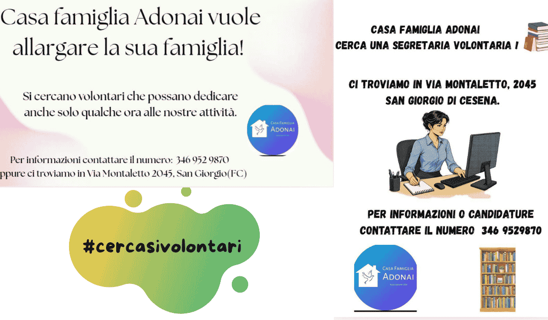 Casa Famiglia Adonai cerca volontari