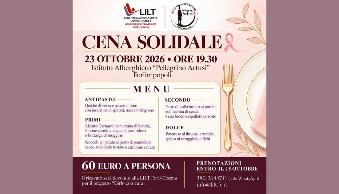 cena solidale Lilt 2026 cena solidale lilt
